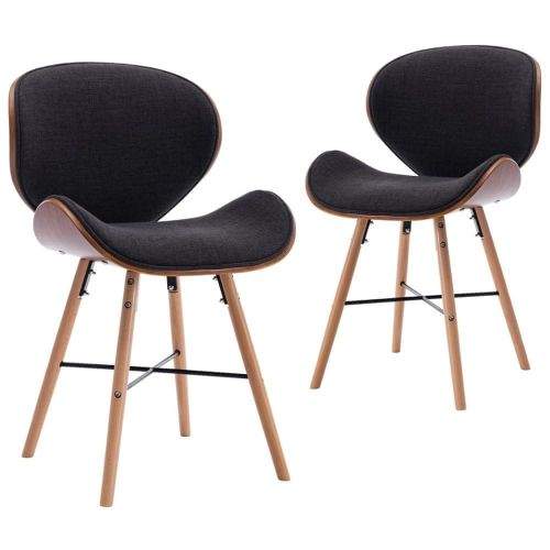 shumee Jídelní židle 2 ks tmavě šedé textil a ohýbané dřevo