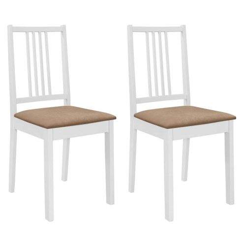 shumee Jídelní židle s poduškami 2 ks bílé masivní dřevo