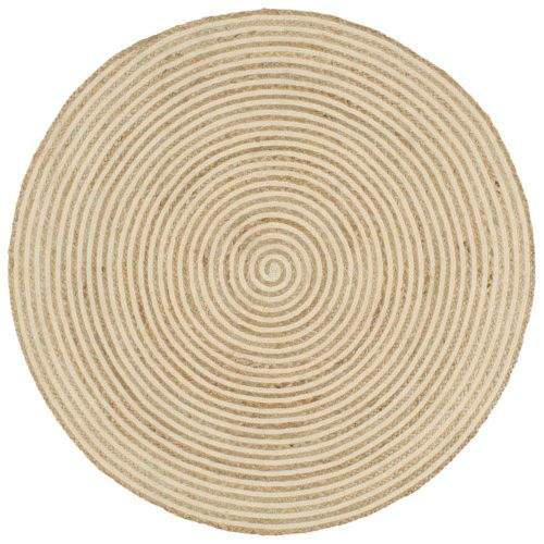 shumee Ručně vyrobený koberec z juty spirálový design bílý 120 cm