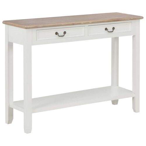 shumee Konzolový stolek bílý 110 x 35 x 80 cm dřevo