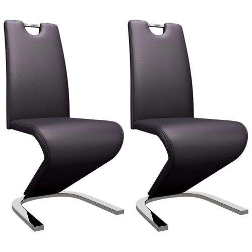 shumee Jídelní židle s cik-cak designem 2 ks hnědé umělá kůže