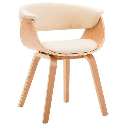 shumee Jídelní židle krémová ohýbané dřevo a umělá kůže