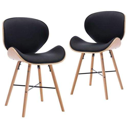 shumee Jídelní židle 2 ks černé umělá kůže a ohýbané dřevo