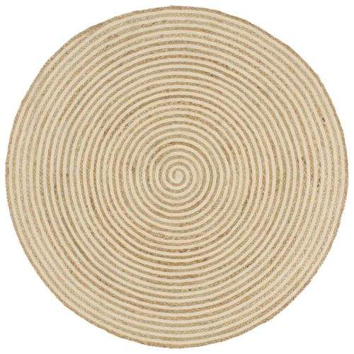 shumee Ručně vyrobený koberec z juty spirálový design bílý 90 cm