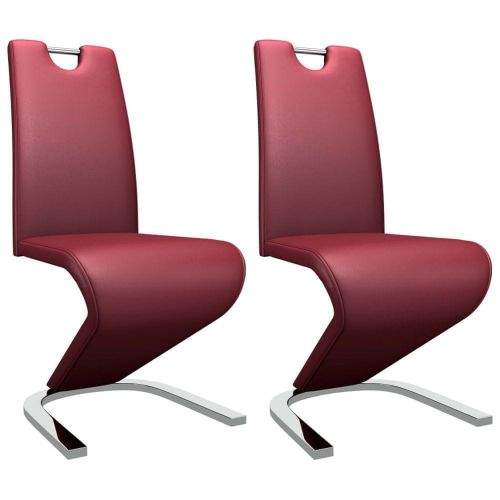 shumee Jídelní židle s cik-cak designem 2 ks vínové umělá kůže