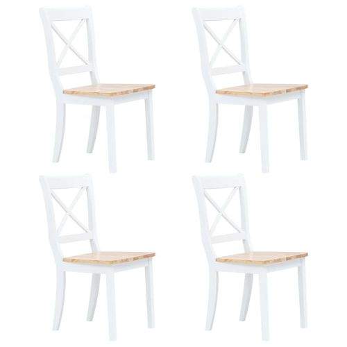 shumee Jídelní židle 4 ks bílé a světlé dřevo masivní kaučukovník