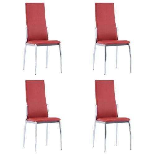 shumee Jídelní židle 4 ks červené umělá kůže