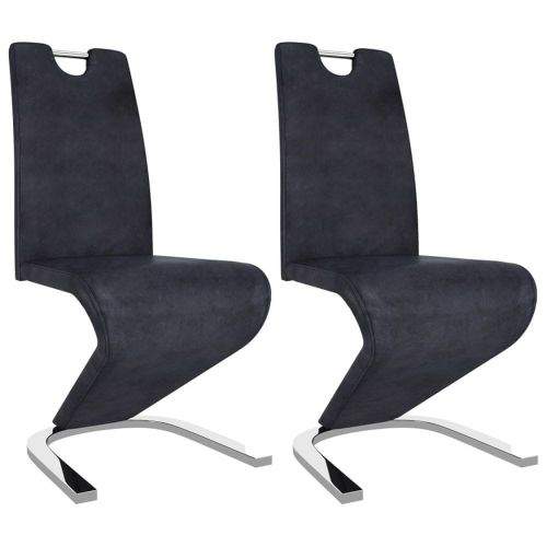shumee Jídelní židle s cik-cak designem 2 ks šedé umělá broušená kůže