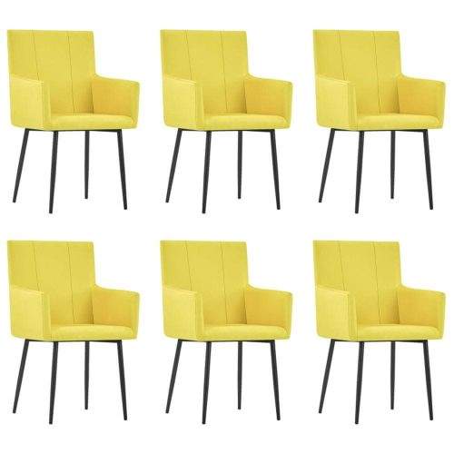 shumee Jídelní židle s područkami 6 ks žluté textil