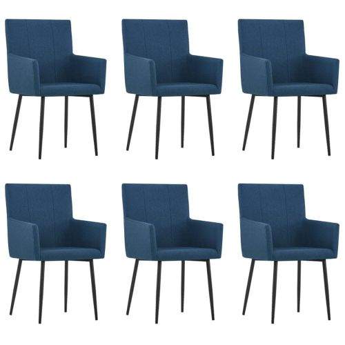 shumee Jídelní židle s područkami 6 ks modré textil