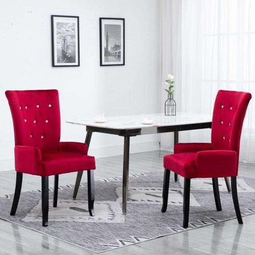 shumee Jídelní židle s područkami 2 ks červené samet
