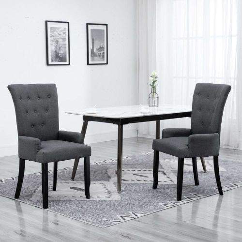 shumee Jídelní židle s područkami tmavě šedá textil