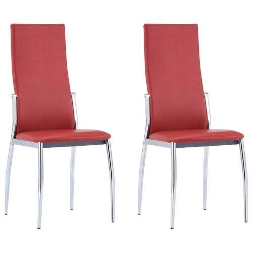 shumee Jídelní židle 2 ks červené umělá kůže