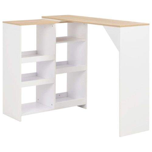 shumee Barový stůl s pohyblivým regálem bílý 138 x 40 x 120 cm