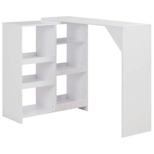 shumee Barový stůl s pohyblivým regálem bílý 138 x 40 x 120 cm