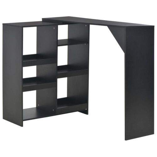shumee Barový stůl s pohyblivým regálem černý 138 x 40 x 120 cm