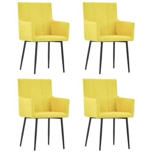 shumee Jídelní židle s područkami 4 ks žluté textil