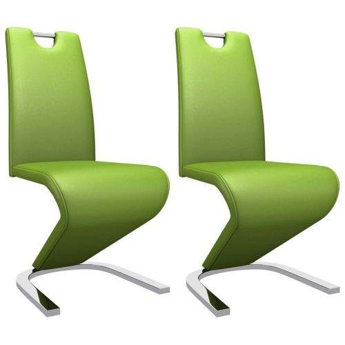 shumee Jídelní židle s cik-cak designem 2 ks zelené umělá kůže