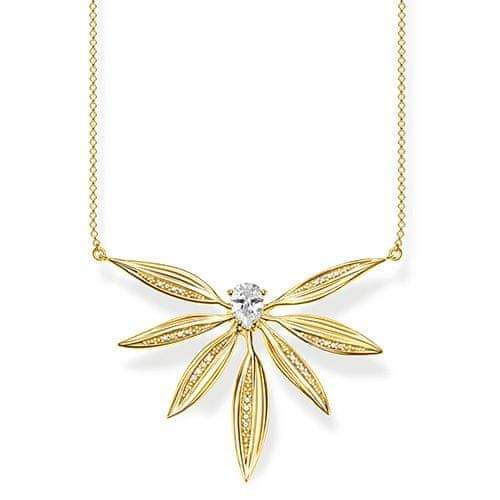 Thomas Sabo Náhrdelník "Listy velké" , KE1950-414-14-L45v, Sterling Silver, 925 Sterling silver, 18k yellow gold plating, zirconia white