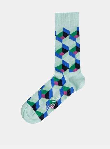 Happy Socks mentolové vzorované ponožky Optic Sguare 36-40