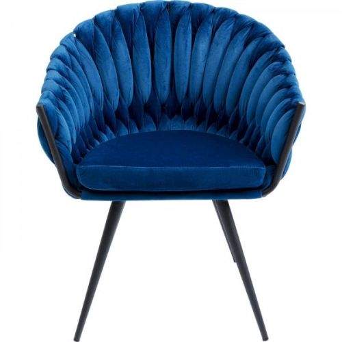 KARE Modrá polstrovaná židle s područkami Knot