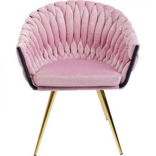 KARE Růžová polstrovaná židle s područkami Knot