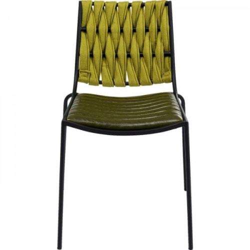 KARE Zelená polstrovaná židle s výpletem Two Face
