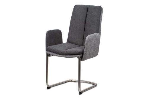 Autronic Jídelní židle, látka světle / tmavě šedá, kovová pohupová podnož, broušený nikl HC-042 GREY2