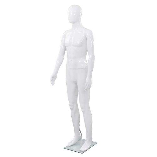 shumee Pánská figurína celá postava základna ze skla lesklá bílá 185cm