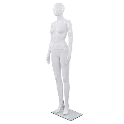 shumee Dámská figurína celá postava základna ze skla lesklá bílá 175cm
