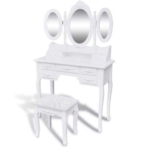 shumee Toaletní stolek se stoličkou a 3 zrcadly bílý