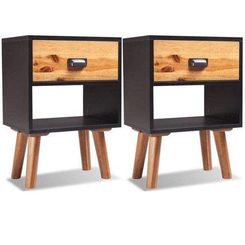shumee Noční stolek masivní akáciové dřevo 2 ks 40 x 30 x 58 cm