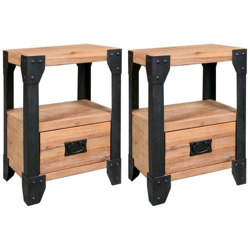 shumee Noční stolek 2 ks masivní akáciové dřevo a ocel 40 x 30 x 54 cm