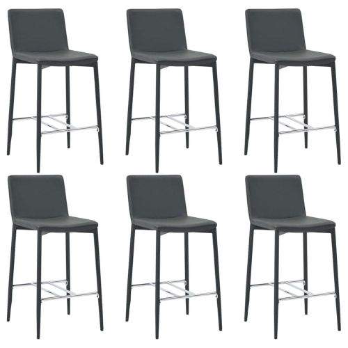 shumee Barové židle 6 ks šedé umělá kůže