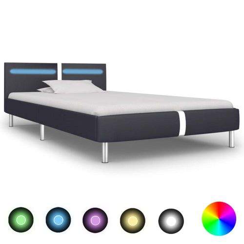 shumee Rám postele s LED světlem černý umělá kůže 90 x 200 cm