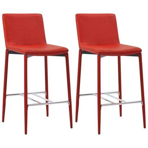 shumee Barové židle 2 ks červené umělá kůže