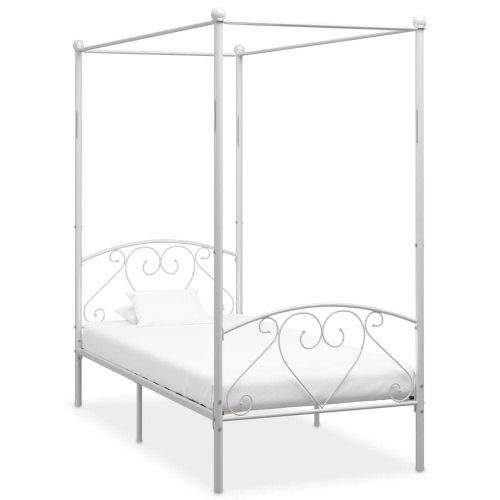 shumee Rám postele s nebesy bílý kovový 120 x 200 cm