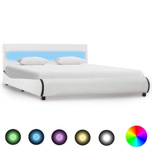 shumee Rám postele s LED bílý umělá kůže 120 x 200 cm