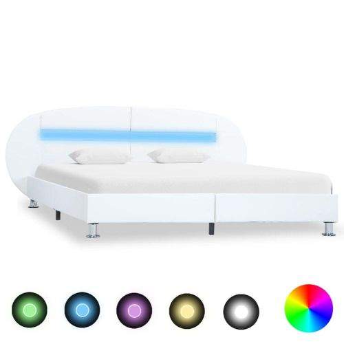 shumee Rám postele s LED světlem bílý umělá kůže 180 x 200 cm