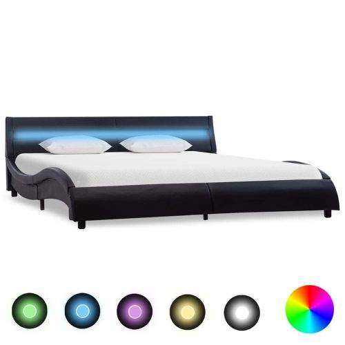 shumee Rám postele s LED světlem černý umělá kůže 120 x 200 cm