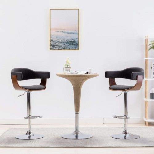shumee Barové stoličky 2 ks šedé ohýbané dřevo a textil