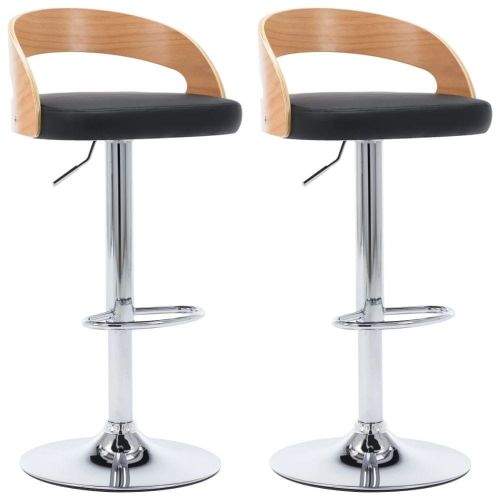 shumee Barové stoličky 2 ks černé umělá kůže a ohýbané dřevo