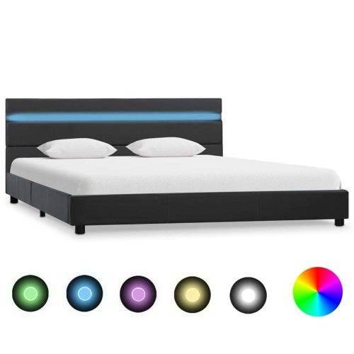 shumee Rám postele s LED světlem šedý umělá kůže 160 x 200 cm