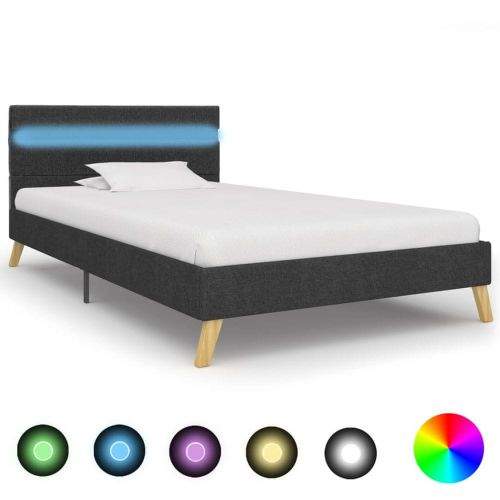 shumee Rám postele s LED světlem tmavě šedý textil 100 x 200 cm
