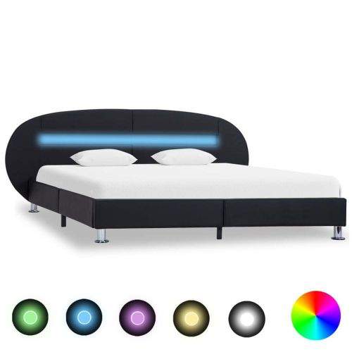 shumee Rám postele s LED světlem černý umělá kůže 120 x 200 cm