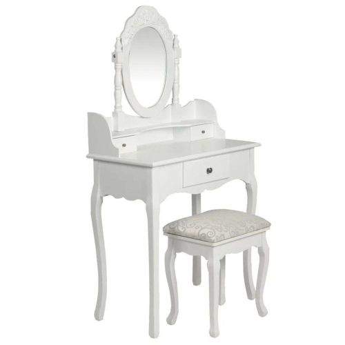 shumee Toaletní stolek se zrcadlem a stoličkou bílý