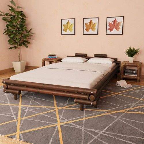 Vidaxl Rám postele tmavě hnědý bambus 140 x 200 cm