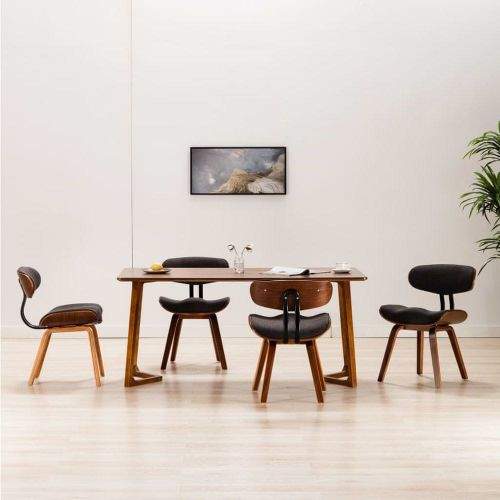 shumee Jídelní židle 4 ks šedé ohýbané dřevo a textil