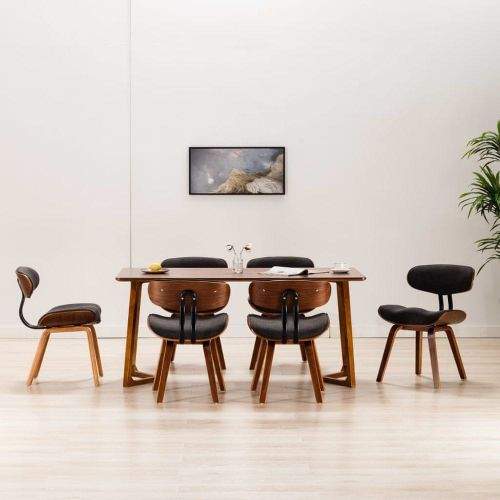 shumee Jídelní židle 6 ks šedé ohýbané dřevo a textil