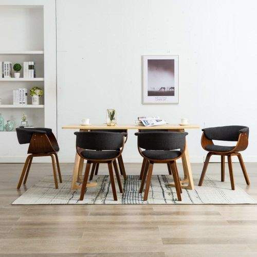 shumee Jídelní židle 6 ks šedé ohýbané dřevo a textil